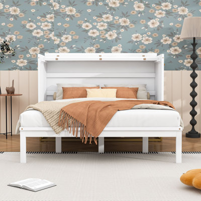 Grand lit escamotable en bois avec lattes