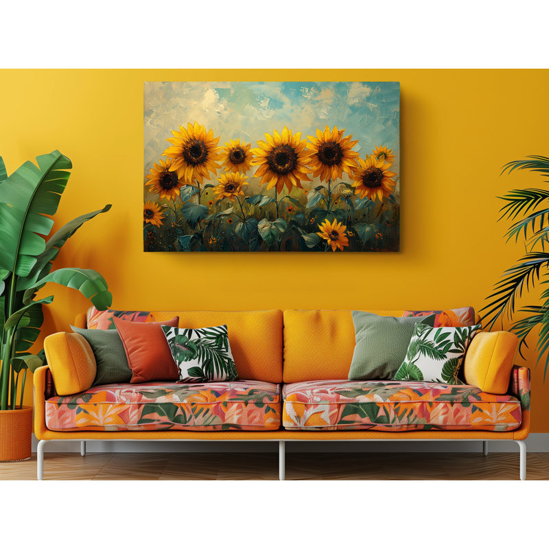 Reproduction d'art sur toile, "Peinture de tournesols", H 40 po x l 60 po