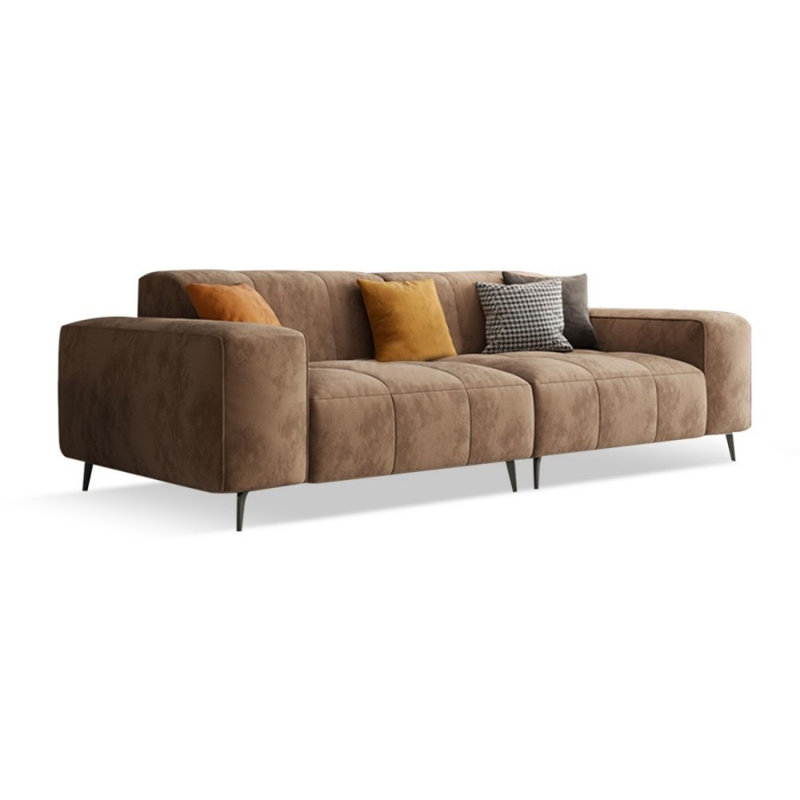 Canapé modulaire en velours brun, H 32,68 po x l 110,24 po x P 43,31 po, 4