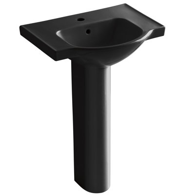 Veer™ Ceramic Pedestal Bathroom Sink with Overflow