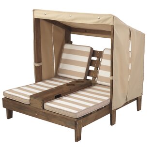 Double Kids Outdoor Chaise Lounge with Cup Holder