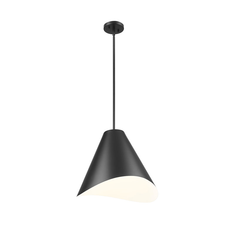 Barrera 18 inch 1 Light Pendant, Matte Black, Black;White