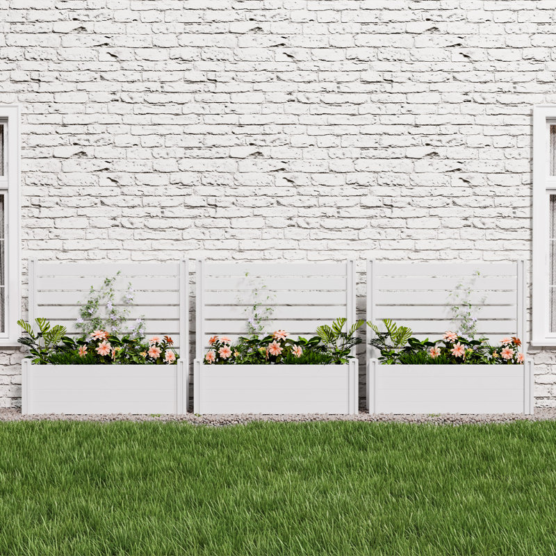 Ensemble de jardinière extérieure en PVC 71 po x l 35 po x P 24 po avec treillis pour jardin surélevé, 71" H x 35" W x 24" D