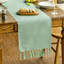 Sage Green Boho Rural Rustic Farmhouse Tassel Table Runner, 33x183 cm Spring Kitchen Dining Table Decoration Wedding Holiday Party Decor