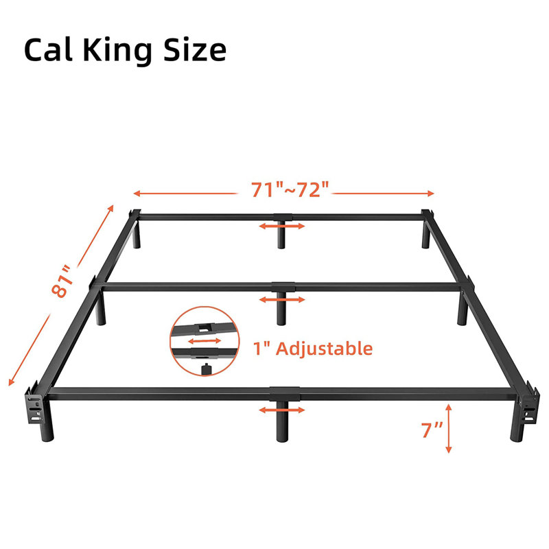 Marple 7" Inch Metal Iron Bed Frames, Heavy Duty anti-sway Box Spring Support,Double Beds for Couples, Families , Perfect for Master Bedrooms & Shared Living Space,Cal King