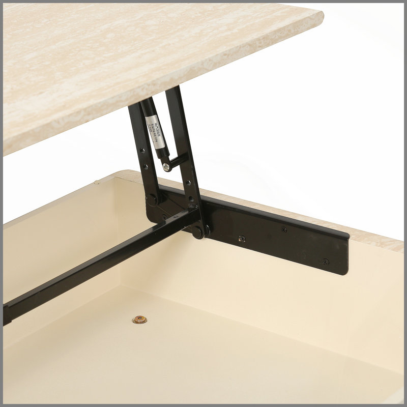 Table basse à plateau relevable, bureau moderne en bois avec rangement caché, 13.8" H x 39.37" W x 23.62" D, Beige