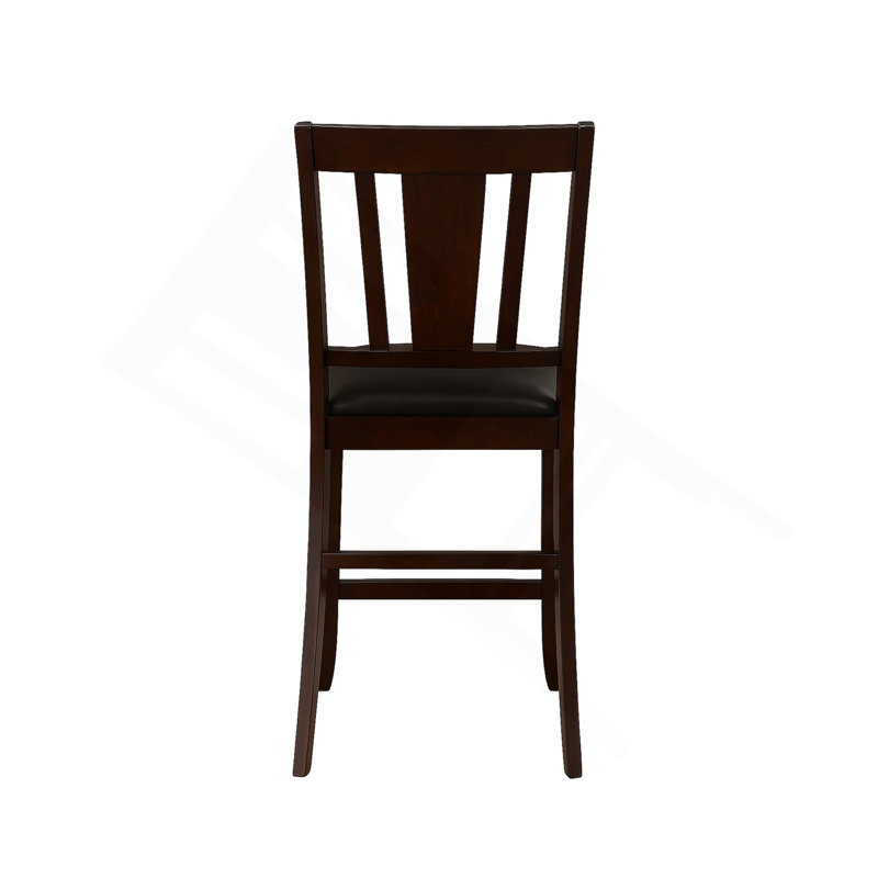 Ensemble de 2 chaises de comptoir traditionnelles avec assise rembourrée en similicuir espresso