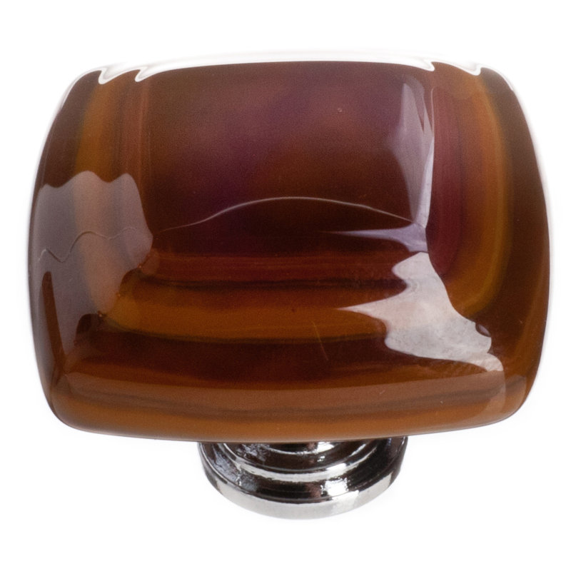 Stratum Square Knob Knob, Woodland/Umber , Polished Chrome