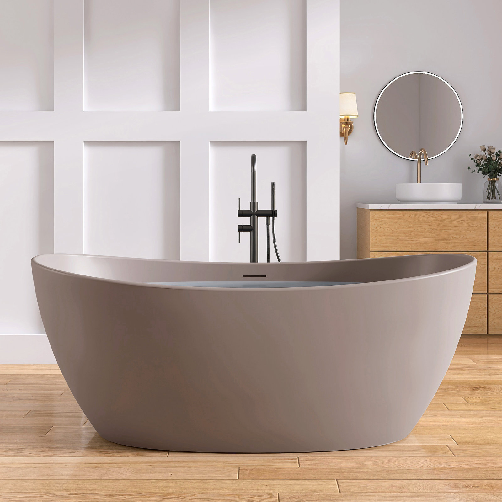 Forma 65" Double Slipper Soaking Bathtub, Gray