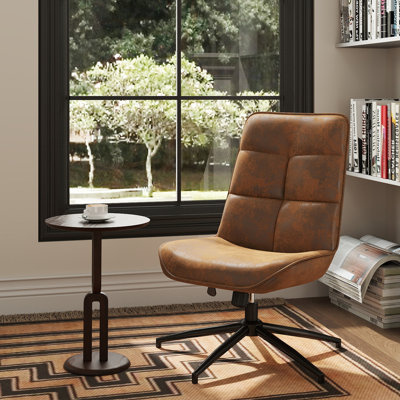 Modern High-Back Swivel Vanity Chair Comfortable Cushioned Seat with Adjustable Height for Bedroom Reading & Makeup Spaces