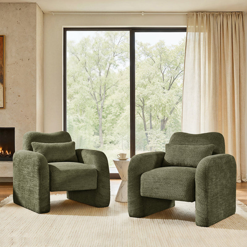 Fauteuil rembourré avec coussin lombaire l 33 po Fidele, Vert