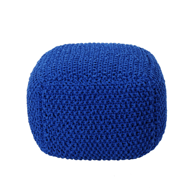 Pouf cubique en coton 20 x 20 x 16 Lafondra, Coton bleu marine
