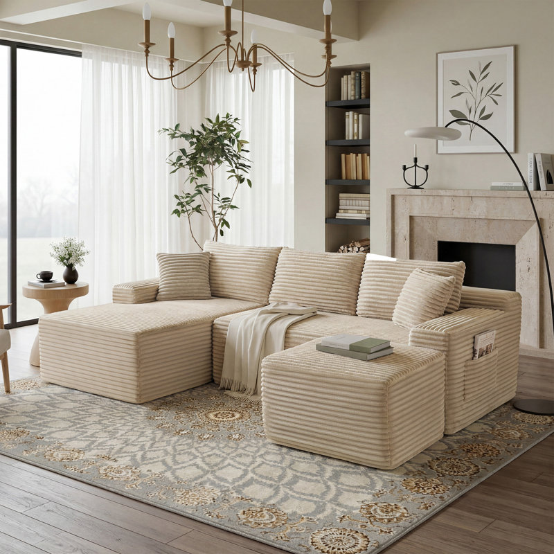 106.3" U-Shaped Cloud Sectional Sofa with Deep Seat