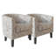 Ensemble de 2 fauteuils demi-tonneau d'appoint ronds noirs et beiges avec rembourrage doux et confortable-112219883