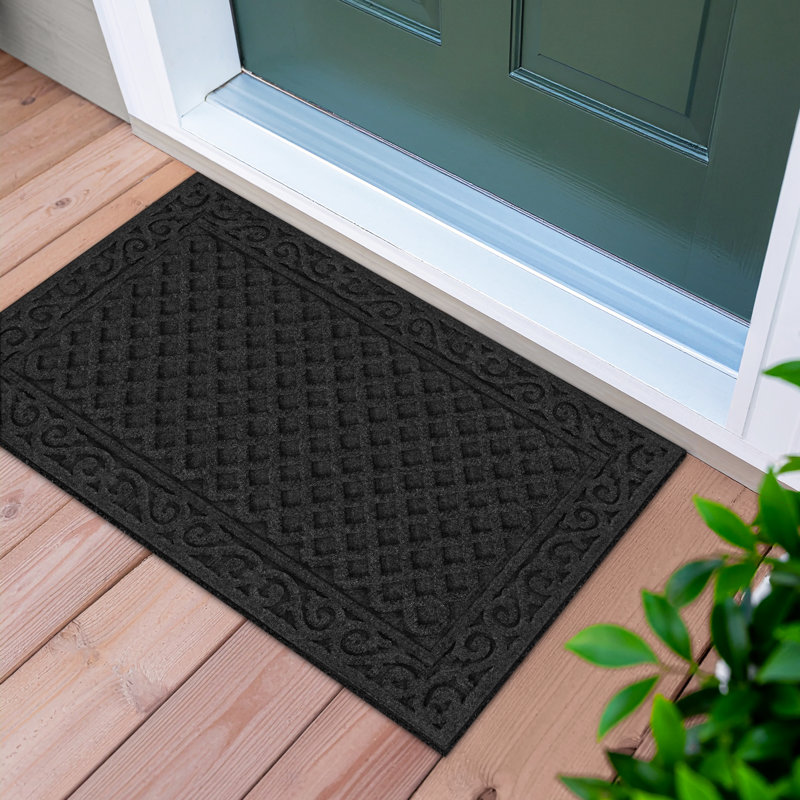 Apache Mills Textures Iron Lattice Non Slip Weather and Stain Resistant Entrance Doormat, Gray, 18" W x 30" L