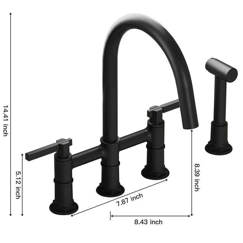 VIBRANTBATH Kitchen Faucet with Side Spray, Matte Black