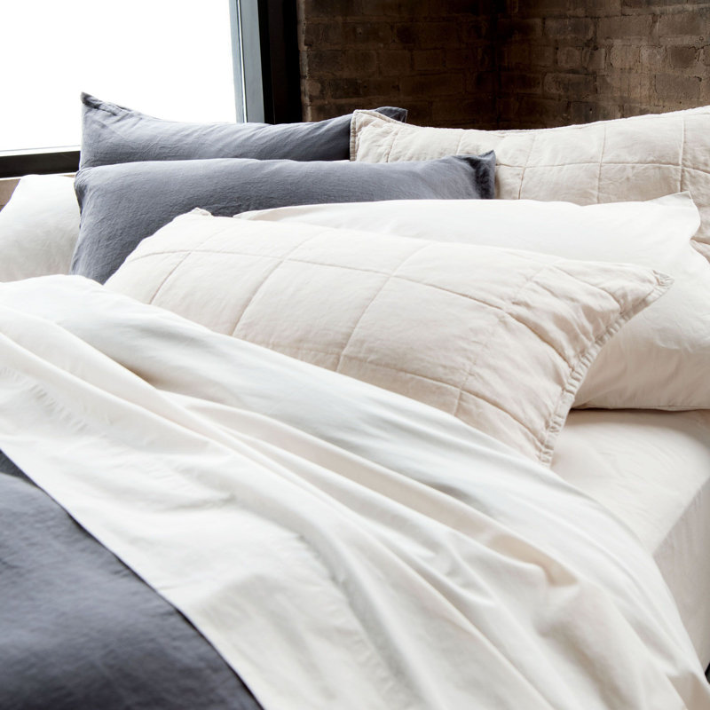 Putty Heather Quilted Cotton and Linen Standard Sham Set