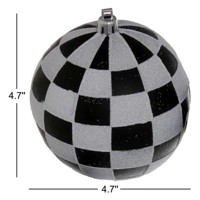 Ornement boule à carreaux, Noir / Blanc
