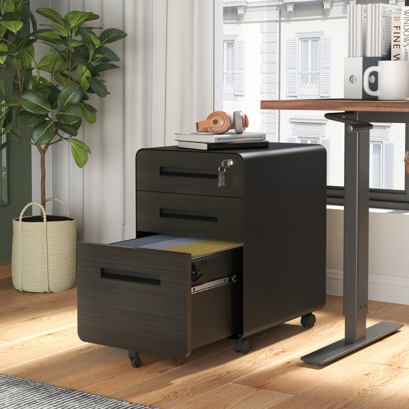 40cm Wide 3 -Drawer File Cabinet, Black
