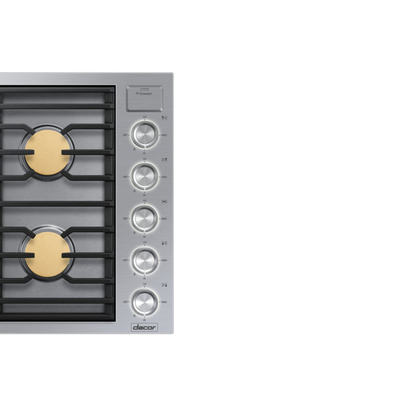 36" Gas 5 Burner Cooktop, Silver Stainless