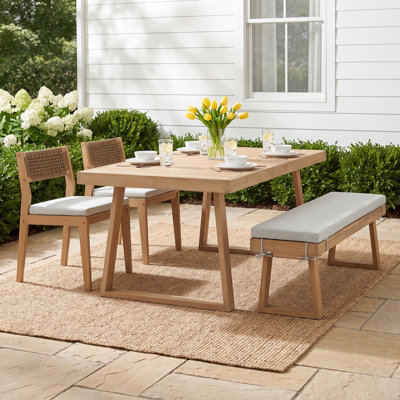 Rosa 4 - Person Eucalyptus Wood Patio Dining Set With Bench, Cushions Included