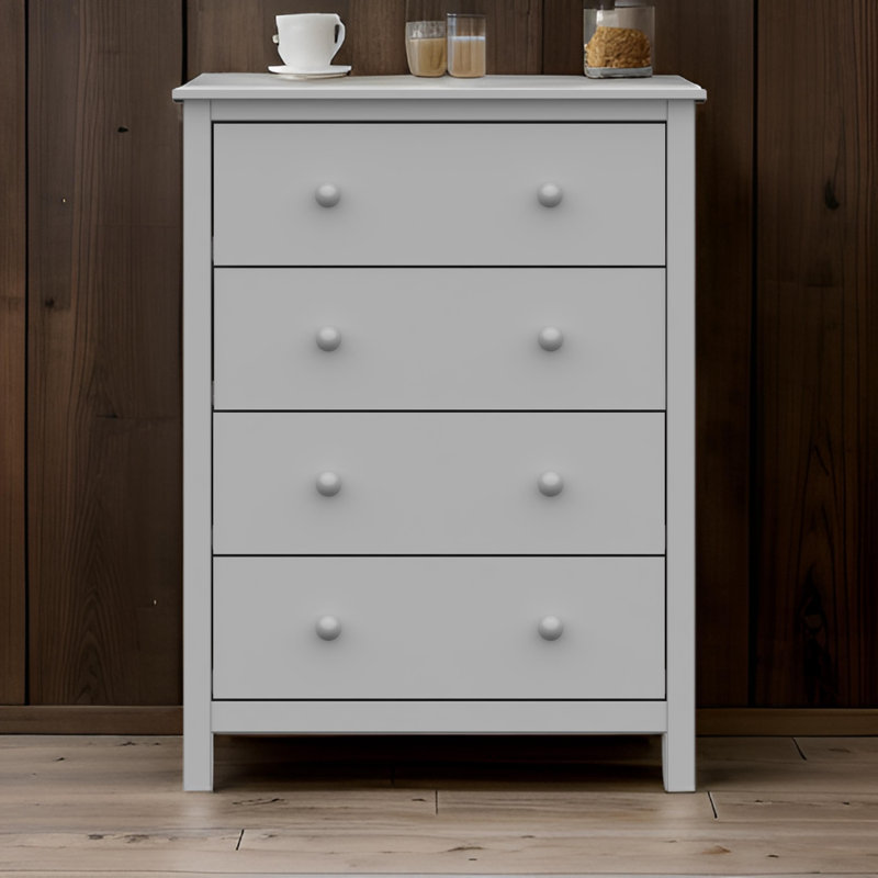 Montauk Solid Wood 4 - Drawer Dresser, Gray