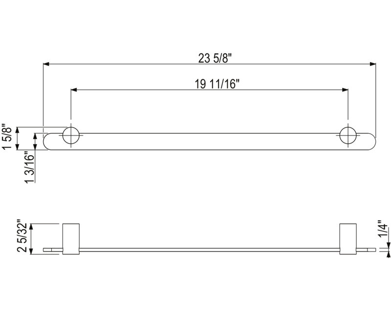 Eclissi™ 24" Towel Bar, Matte Black, 1.62" H x 23.62" H x 2.16" D