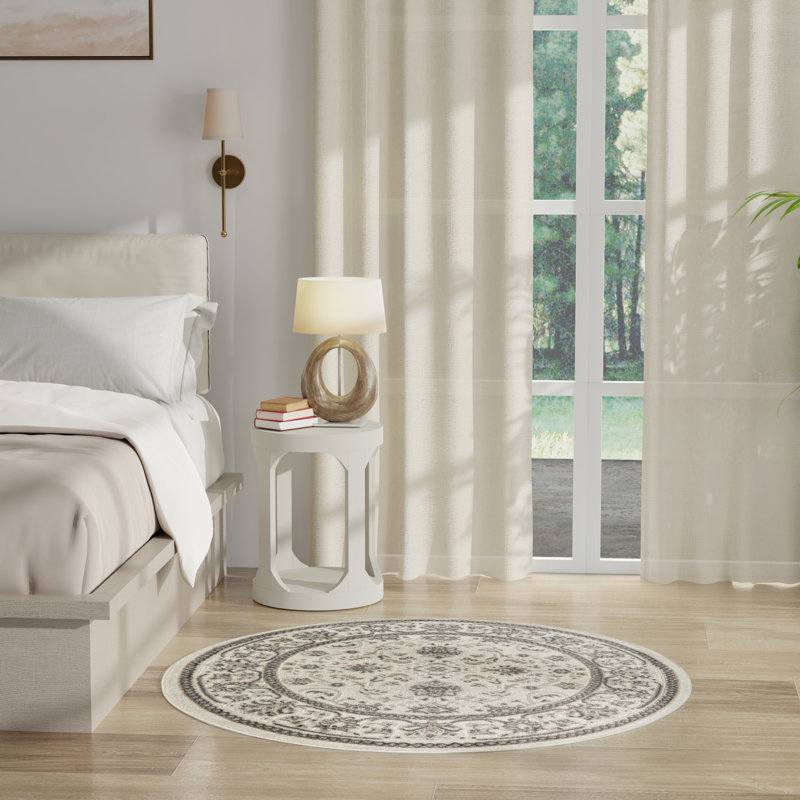 Tapis oriental en polyester / polypropylène tissé à la machine Keeley, Rond 4 pi