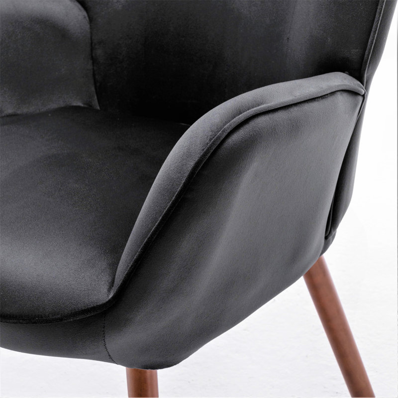 Fauteuil à oreilles de style Mid-Century moderne, fauteuil capitonné en tissu de polyester avec pieds évasés en bois massif pour le bureau de la chambre à coucher et du salon