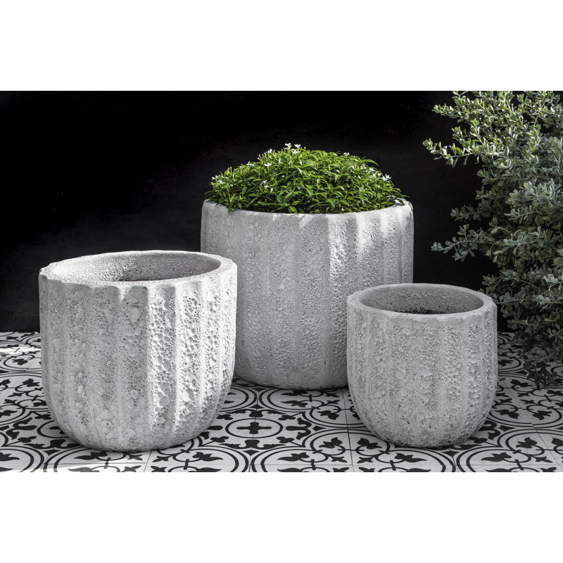 Ensemble de pots à fleurs en terre cuite 3 pièces, H 33 po x l 21,25 po x P 21,25 po, Blanc corail