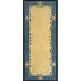 Solid Ivory Open Field Antique Small Geometric Peking Chinese Rug