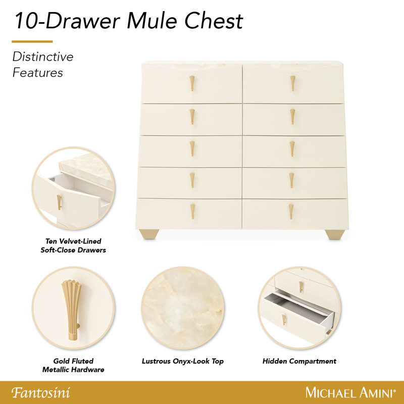 Fantosini 10-Drawer Mule Chest - Creamy Pearl