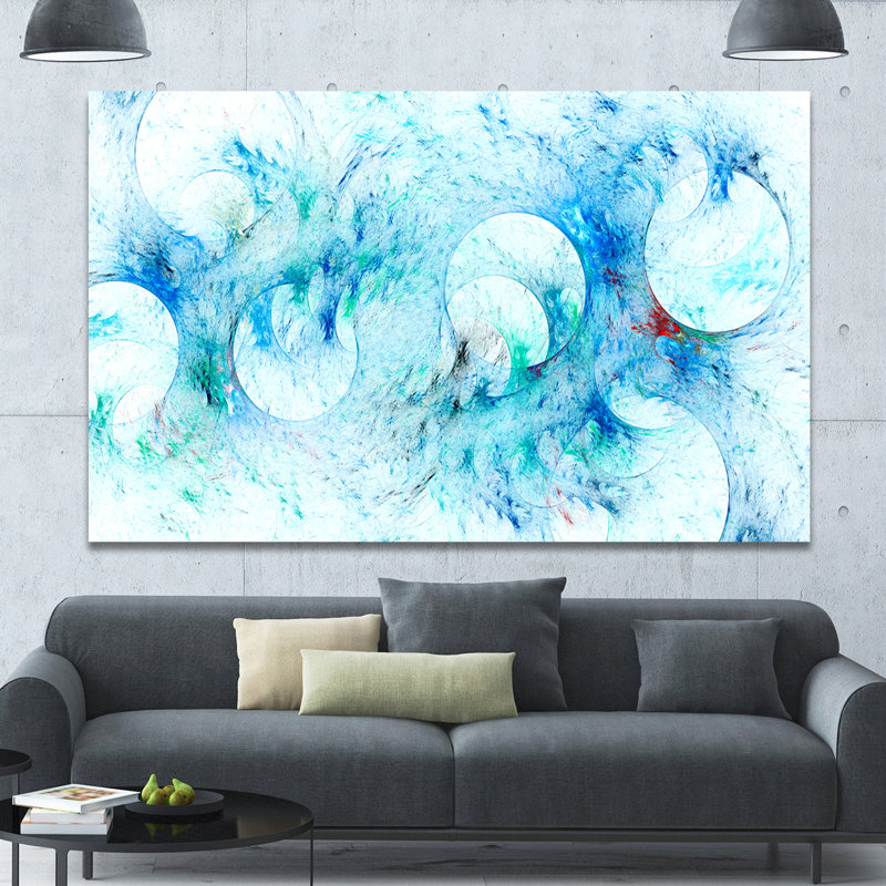 « blue white fractal glass texture », impression sur toile tendue, H 20 po x l 20 po x P 1 po