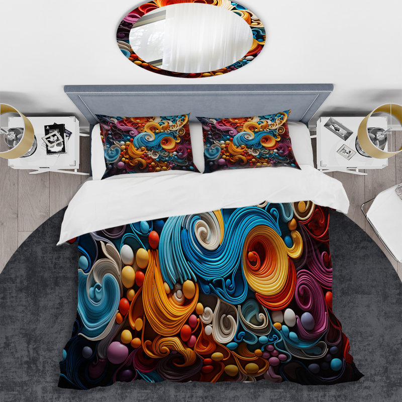 Ensemble de housse de couette en microfibre / polyester Opt Art Vibrant Illusions I Bedding