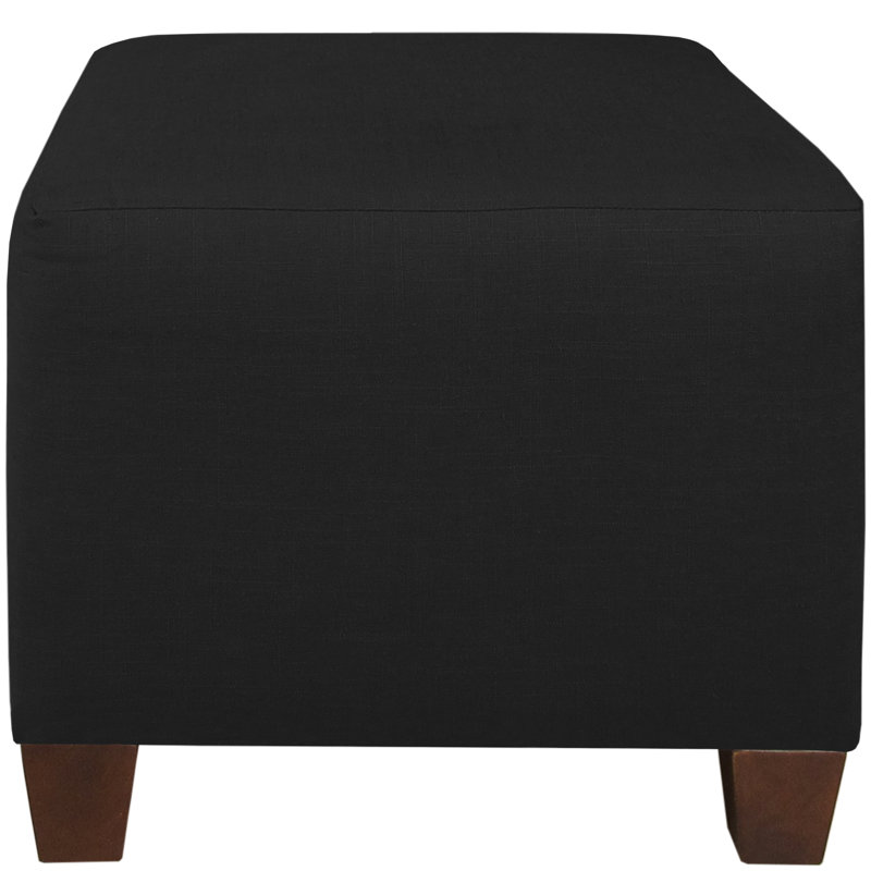 Connie Upholstered Ottoman, Classic Black Linen