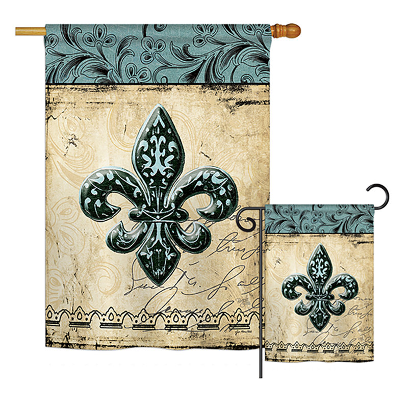 Ensemble de 2 drapeaux en polyester 2 côtés "fleur de luce interets fleur lys impressions 2"