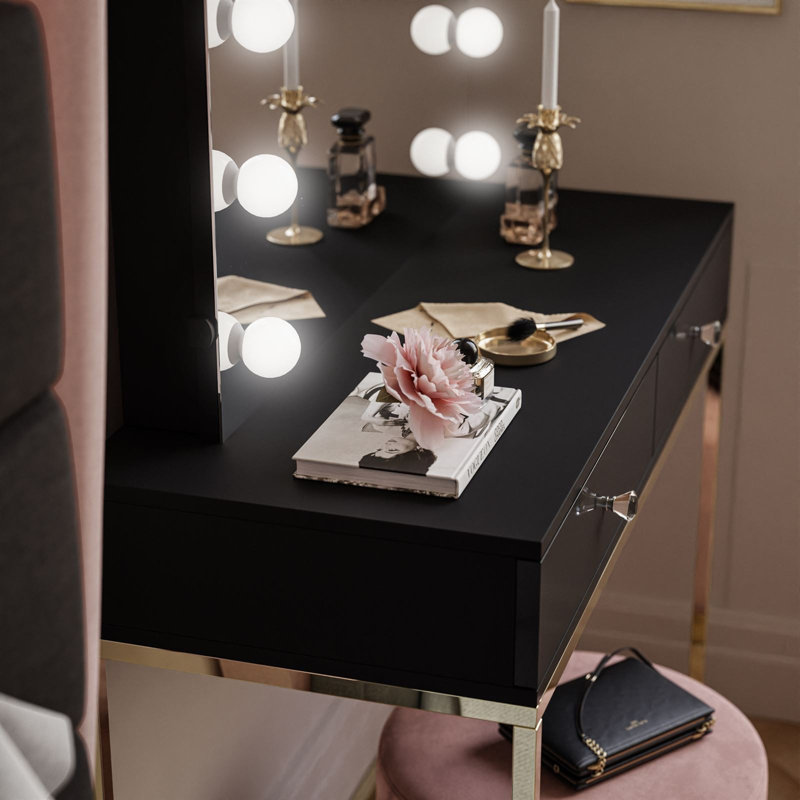 Blanco Dressing Table with Mirror, Black
