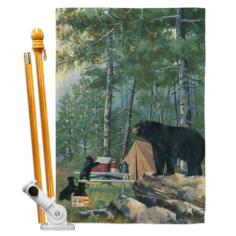 Camping en polyester 2 côtés 40 x 28 po ours ensemble de drapeau