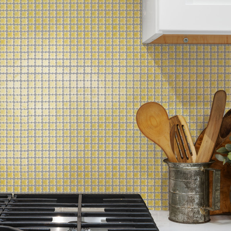 Carreau de mosaïque en porcelaine 12 po x 12 po Fioretti, Jaune