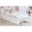Lit simple blanc avec rangement pour tête de lit et garde-corps-642863632