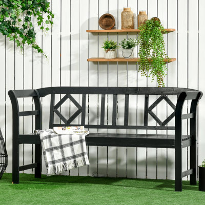 Chaise d'extérieur à motif de losanges rustique pour 3 personnes, motif de banc en bois