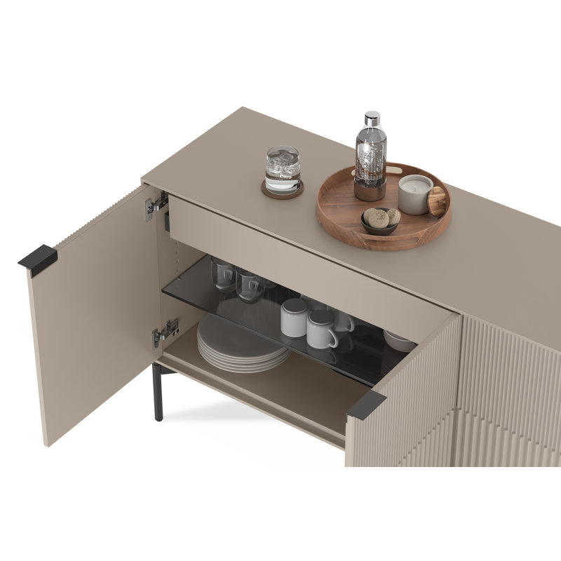 Zig 79.5'' W Credenza, Dune/Brushed Carbon