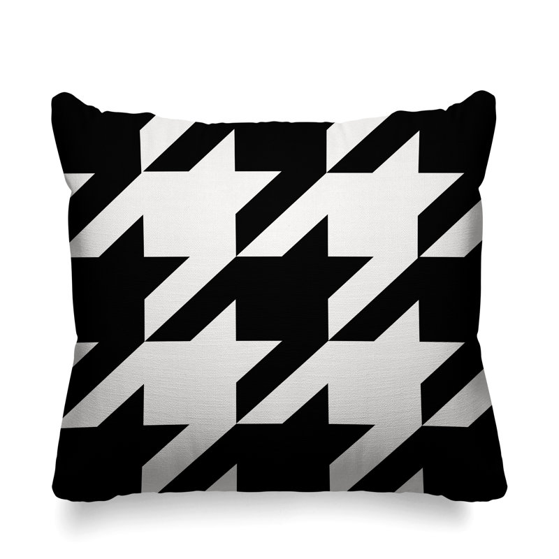 Housse et insert de coussin carré d'extérieur Easton Houndstooth, L 15 po x H 15 po, Noir