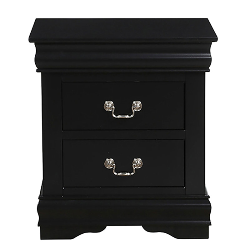 Table de chevet noire pour 2 chambres - Style classique et rangement organisé pour un design moderne et pratique