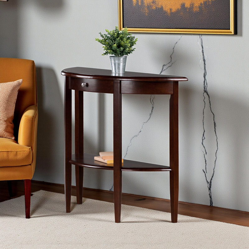 Espinosa, Half Moon, Console Table, 1-drawer, Antique Walnut 33.52'' H X 39.12'' W X 15.7'' D