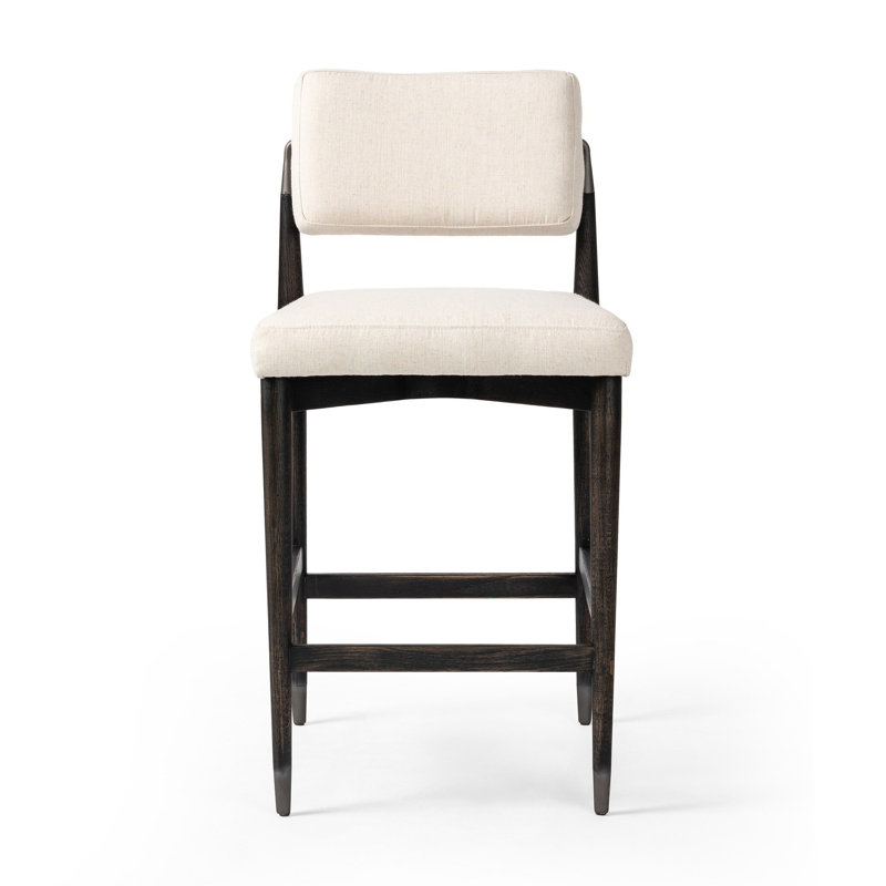 Anton Stool-Havana Brown-Bar, Beige Polyester Blend, Counter Stool (27" Seat Height)