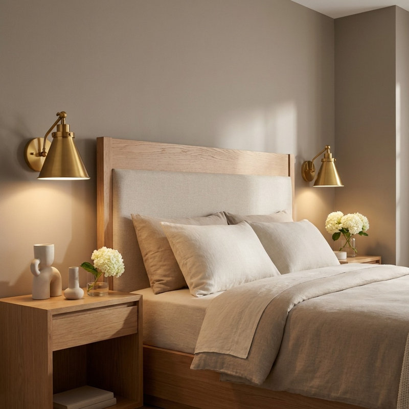 Wellfleet One-Arm Cone Sconce, Midnight Black, Burnished Brass