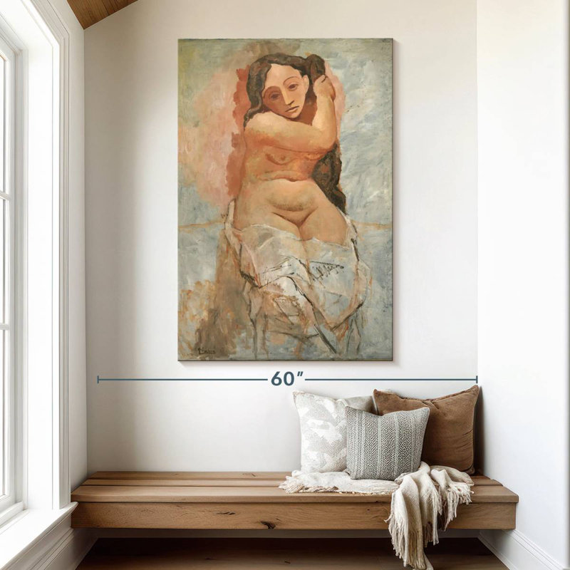 Femme Leisha tressant ses cheveux, H 51 po x l 34 po