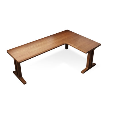 Nut-brown L-Shaped Solid Wood desk