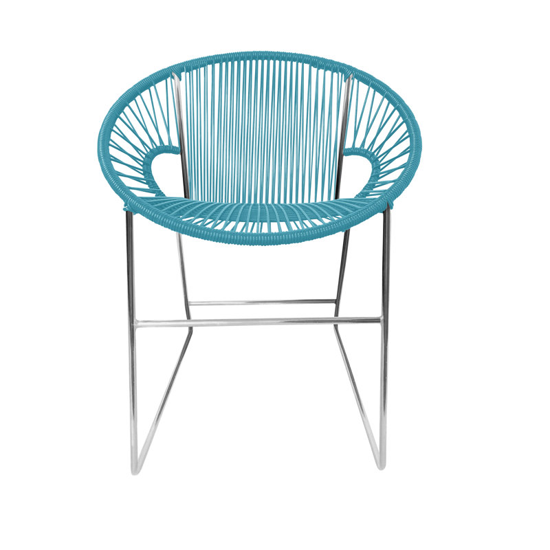 Chaise de patio Puerto, Bleu / chrome